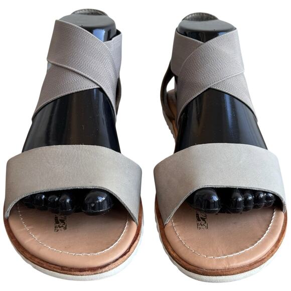 Sorel Ella Cross Strap Sandal Gray Taupe Slip-On, Women's Size 8.5 - Picture 1 of 9